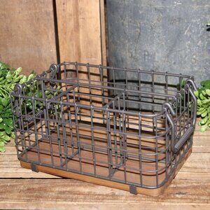 NEW Rustic Farmhouse Silverware Napkin Caddie Storage Basket